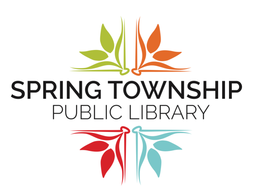 stl_logo Spring Township Public Library logo with colorful leaf design in green, orange, red and teal representing four seasons